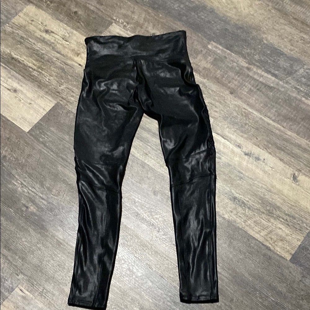 Spanx Moto Faux Leather Black Leggings - Picture 4 of 13